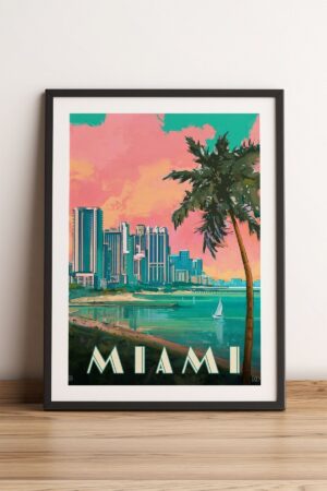 Kağıt Poster Miami Retro Vintage - Kuşe