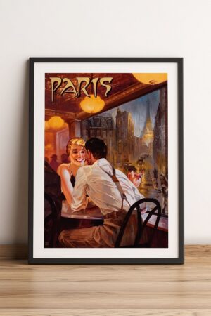 Kağıt Poster Paris Lovers Retro Vintage - Kuşe