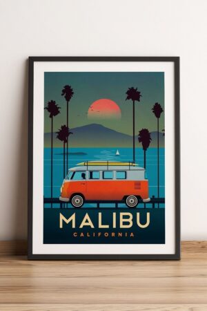 Kağıt Poster Retro Malibu - Just Simulation - Kuşe