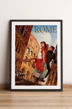 Kağıt Poster Roma Retro Vintage - Kuşe