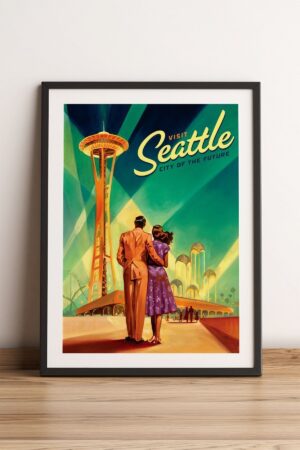 Kağıt Poster Seattle Retro Vintage - Kuşe
