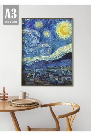 Kağıt Poster Starry Night - Yıldızlı Gece - Van Gogh-ünlü Tablolar - Kuşe