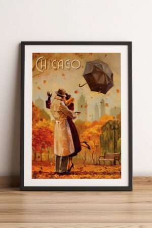Kağıt Poster Şikago Retro Vintage - Kuşe