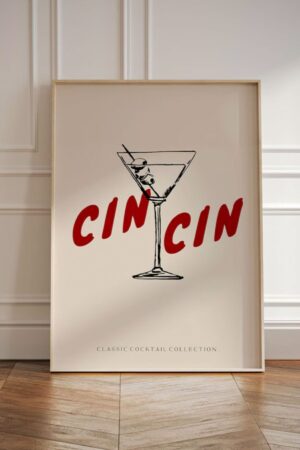 Kağıt Poster Cheers Cincin Wine Şerefe Şarap Minimal House
