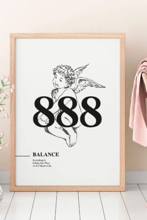 Kağıt Poster - 888 Melek Sayıları - Denge Balance - Sayı Sekans