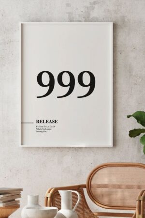Kağıt Poster - 999 Melek Sayıları - Serbest Bırakma Döngü Bitiş Başlangıç