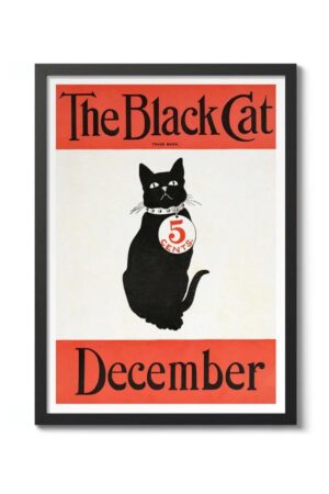Kağıt Poster - Black Cat Siyah Kedi Afiş Retro