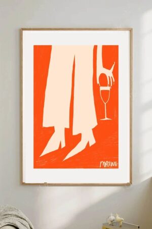 Kağıt Poster - Şarap Çizme Retro Minimal Maxıne Mccrann