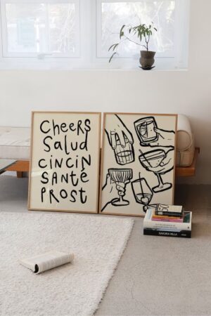 Kağıt Poster Cheers Salute Cincin Sante Prost Minimalist Modern Dekorasyon