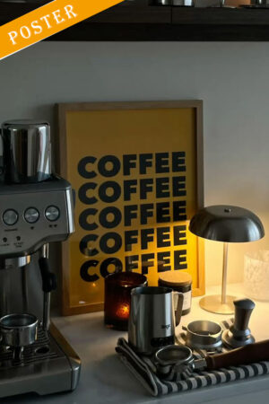 Kağıt Poster -Coffee Kahve Sarı Endüstriyel Dekor Kahve Köşesi Dekoru