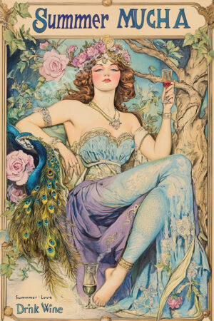 Kağıt Poster Çerçevesiz Alfonso Mucha Poster Çiçekli Kadın
