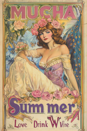 Kağıt Poster Çerçevesiz Alfonso Mucha Poster Çiçekli Kadın