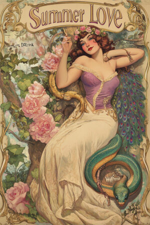 Kağıt Poster Çerçevesiz Alfonso Mucha Poster Çiçekli Kadın