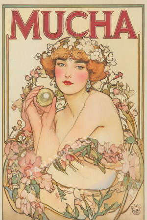 Kağıt Poster Çerçevesiz Alfonso Mucha Poster Çiçekli Kadın
