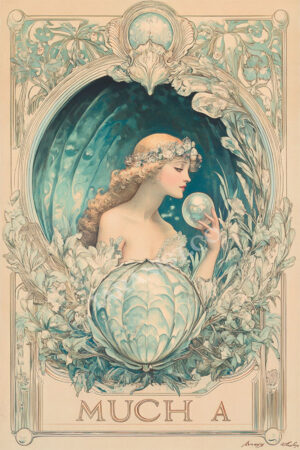 Kağıt Poster Çerçevesiz Alfonso Mucha Poster Çiçekli Kadın