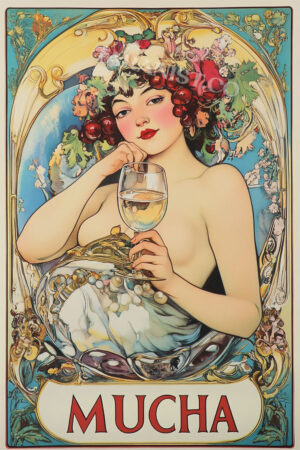 Kağıt Poster Çerçevesiz Alfonso Mucha Poster Çiçekli Kadın