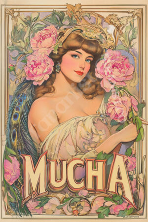 Kağıt Poster Çerçevesiz Alfonso Mucha Poster Çiçekli Kadın