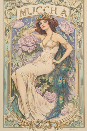 Kağıt Poster Çerçevesiz Alfonso Mucha Poster Çiçekli Kadın