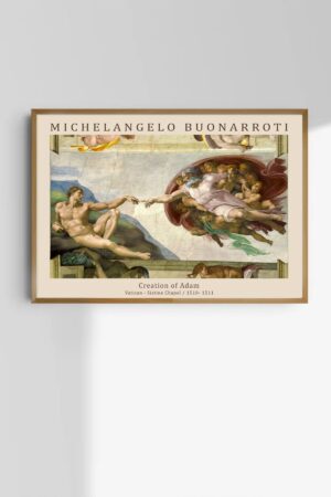 Kağıt Poster Duvar Dekorasyonu Kalın Kuşe Dekoratif Adem'in Yaratılışı Michelangelo