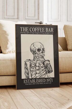 Kağıt Poster Duvar Dekorasyonu Kalın Kuşe Dekoratif Iskelet Kahve Köşesi Coffee
