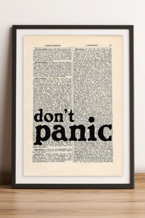Poster Don't Panic Retro Görünümlü Paper Kuşe Kalın