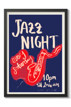 Poster - Jazz Dekoru Retro Poster Saksafon Jazz Night