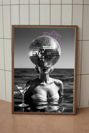Poster Disko Topu Disco Ball Party Girl Retro Martini