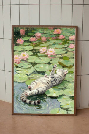 Poster Disko Topu ve Meraklı Kedi Çiçek