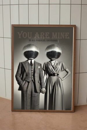 Poster Lovers Disko Kafa Disco Ball Retro Vintage Bütün Paralel Evrenlerde Benimsin