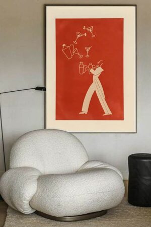 Sanatsal Modern Minimalist Kağıt Poster Franconia 1955 Martini Kuşe Kalın