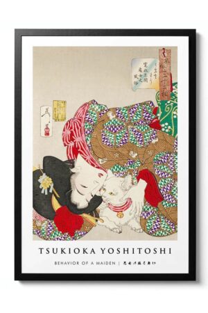 Vintage Tsukioka Yoshitoshi Cat Retro Reklam Kağıt Poster