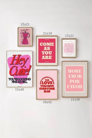 Çerçevesiz Poster - 5'li More Amore Aşk Love Dekor