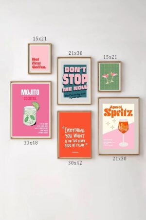 Kağıt Poster - 5'li Aperol Martini Mojito Dekoru