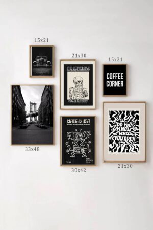 Kağıt Poster - 6'li Manhattan Coffee Corner Keith Haring Kurukafa