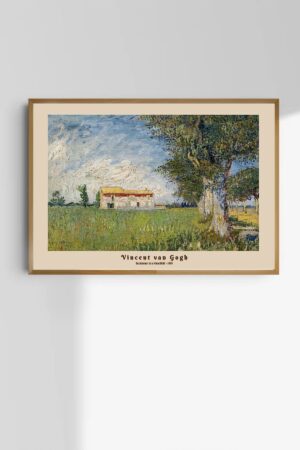 Kağıt Poster Farmhouse In A Wheatfield - Vincent Van Gogh