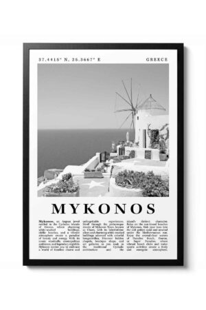 Kağıt Poster Greece Mykonos Duvar Dekorasyonu Kalın Kuşe Dekoratif - Dünya Şehirleri