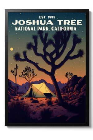 Kağıt Poster Joshua Tree California Kamp Çadırı Sanatsal Duvar Dekorasyonu