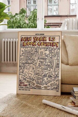 Kağıt Poster Keith Haring New York Is Book Country Kuşe Kalın Kağıt Poster