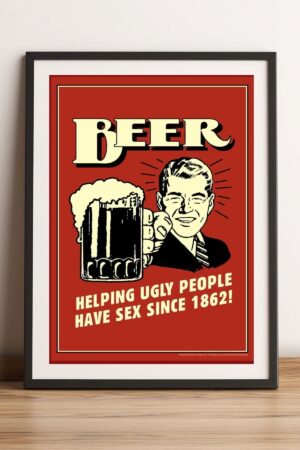 Poster Beer Bira Retro Kuşe Kalın