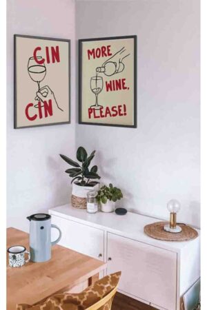 Poster Çinçin More Wine Please Minimalist Drink 2'li