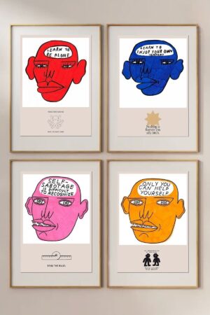 Poster Kot Bonkers Polaroid Görünüm Learn To Be Alone 4 Adet A5 Boyut
