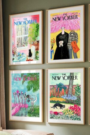 Poster The New Yorker Kedi Cat Girl Fashion Her Biri ta 4 Adet Kuşe Kalın