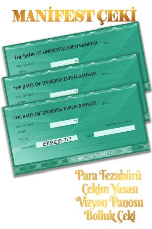 Manifest Çeki - Vizyon Panosu İçin Para Tezahürü Bolluk Enerjisi Çekim Yasası 3-Adet