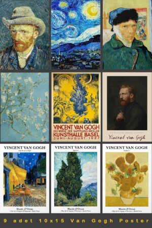 Vincent Van Gogh Yıldızlı Gece Badem Çiçekleri Polaroid Albüm Seti 9 Adet 10x15cm