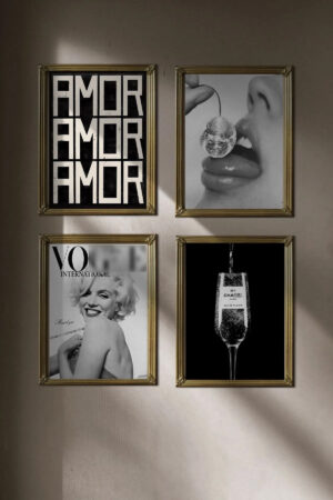 Kağıt Poster 4 Adet 21x30 Cm Fashion Moda Vogu Chann Disko Topu Amor