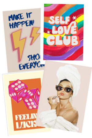 Kağıt Poster - 4 Adet A5 Self Love Şans Luck Beauty