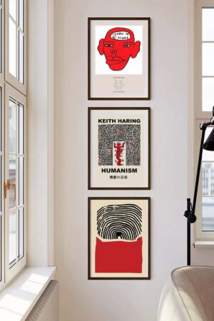 Kağıt Poster 3 Adet Keith Haring Kot Bonkers Kuşe Sergi Kağıt Poster