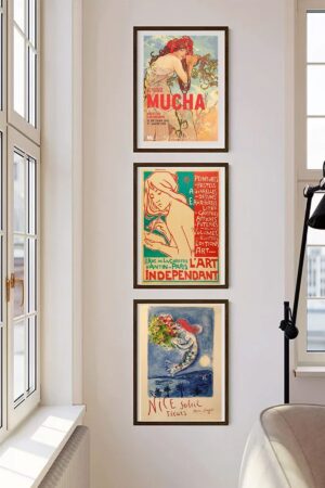 Kağıt Poster 3 Adet Mucha Marc Chagall Kuşe Sergi Kağıt Poster