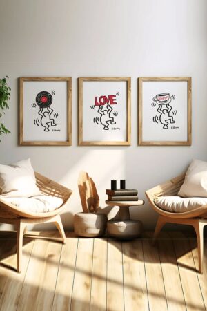 Kağıt Poster Keith Haring 3 Adet Ayrı Ayrı Kağıt Poster