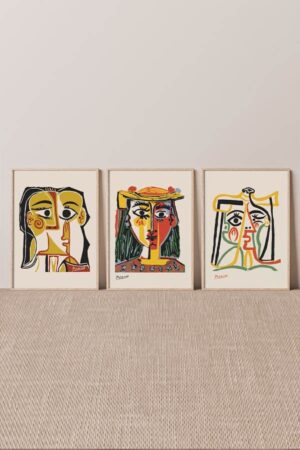 Kağıt Poster Pablo Picasso 3 Adet Duvar Dekorasyonu Kuşe